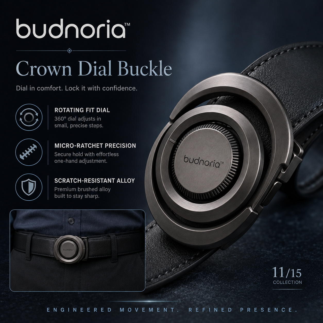 🎛️ Budnoria™ Crown Dial Buckle