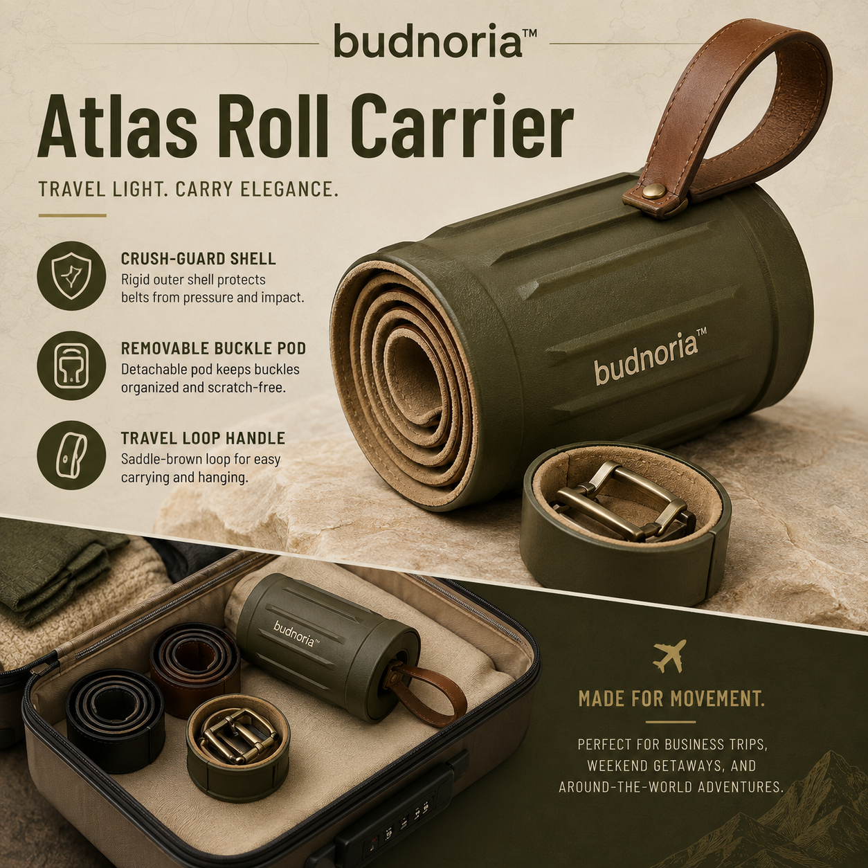 🧳 Budnoria™ Atlas Roll Carrier